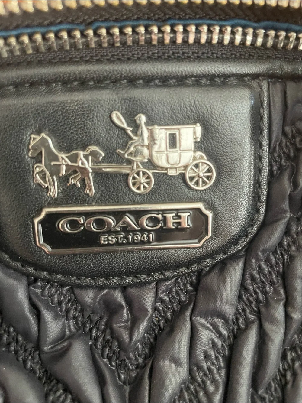 Coach Black Quilted Nylon Satchel with Silver Hardware - 70th anniversary